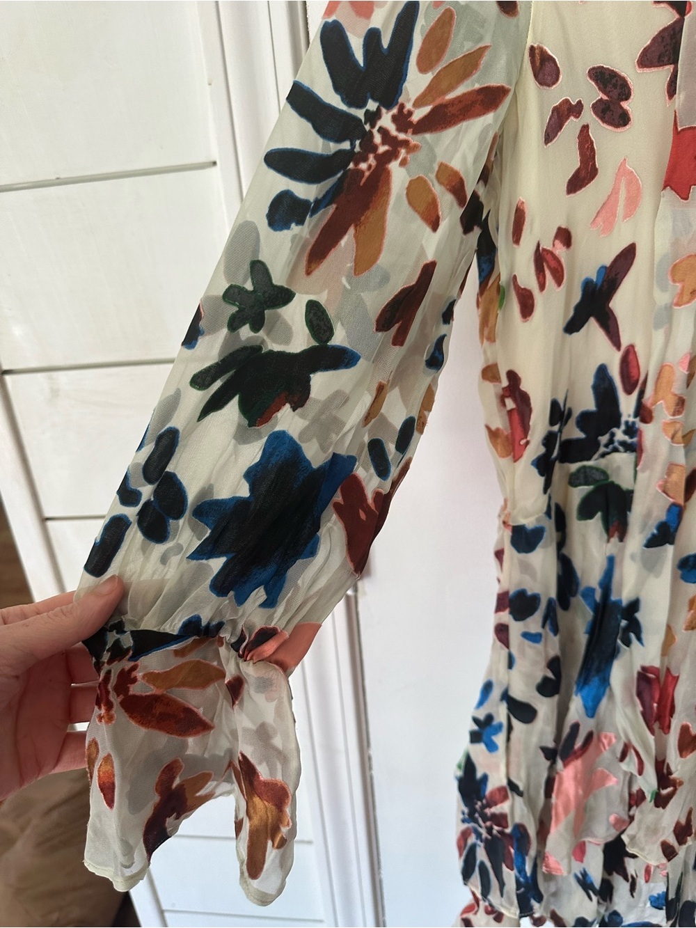 Alice + Olivia Moran Prisma floral burnout tiered silk dress. - Picture 9 of 12